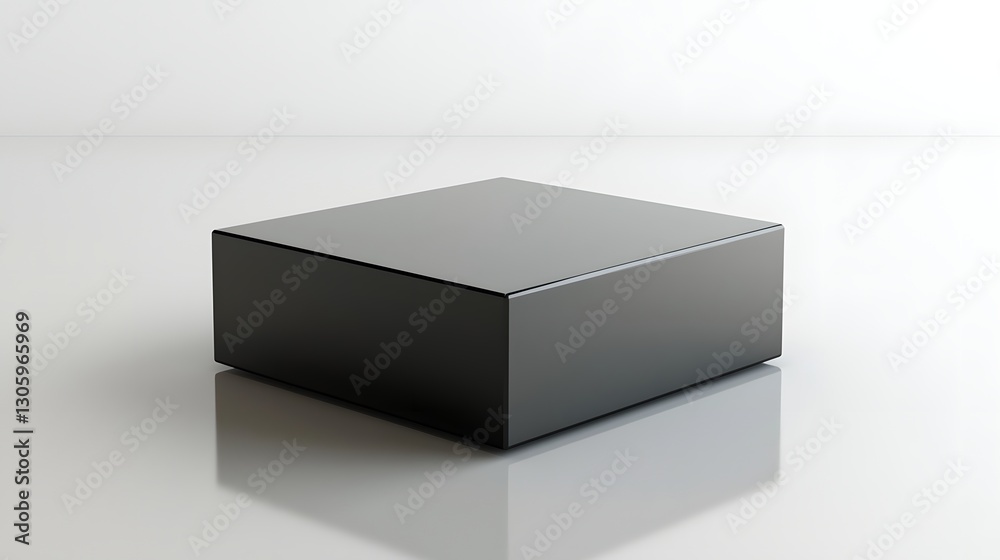 Poster Glossy Black Minimalist Square Box with Smooth Reflective Surface  Simple elegant and modern design for product display studio photography or lifestyle composition