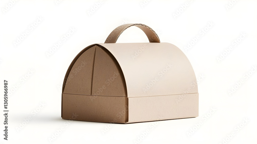 Poster kraft paper cake box with minimalist brown tone and handling a sophisticated and eco friendly packag