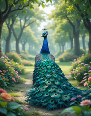 Obraz premium Majestic Beauty: The Splendor and Elegance of Peacocks