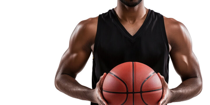 a man holding basketball isolated