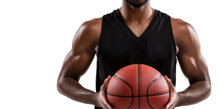 a man holding basketball isolated