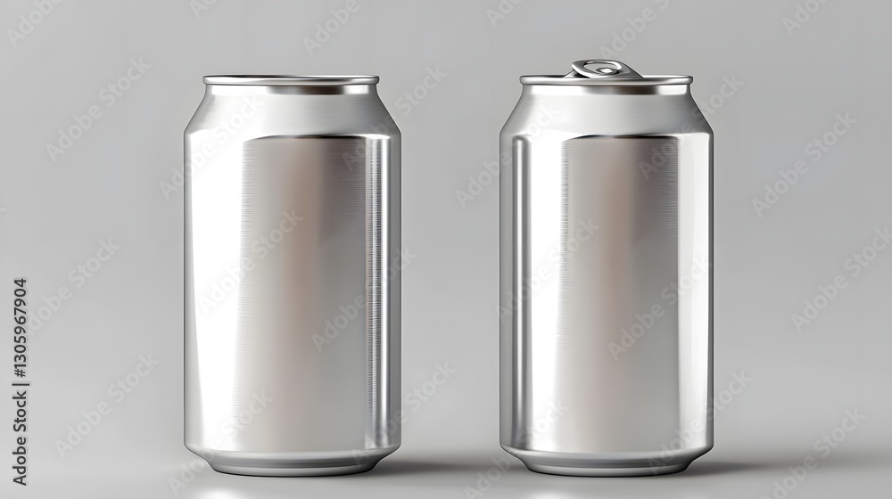 Aufkleber Matte Silver Soda Can with Seamless Finish and Glossy Top   3D Render of a Simple and Clean Beverage Container Mockup for Branding and Advertising Purposes