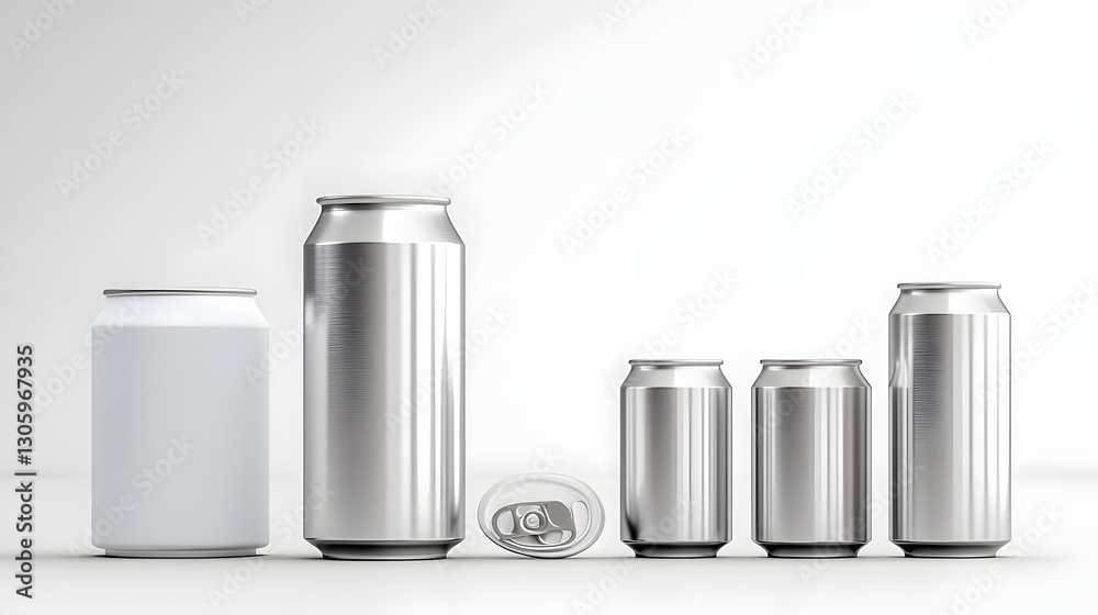 Aufkleber matte silver soda can with seamless finish and glossy top photographed in a clean simple studio sett