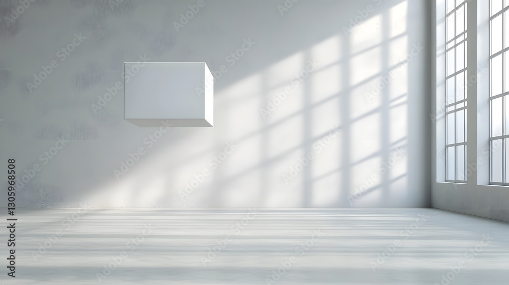 Leinwandbilder Matte White Rectangular Box with Sharp Edges Floating on Light Grey Background   Minimalist Modern and Elegant 3D Render for Product Showcase Branding or Interior Design Mockup