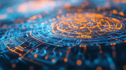 Obraz premium Glowing network of interconnected nodes and lines representing collaboration in a mechanical realm, with abstract digital backgrounds. Emphasizing futurism, technology, and innovation.