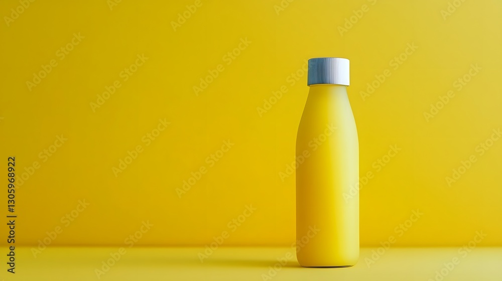 Poster minimalist glass juice bottle with matte finish and silver cap clean simple and elegant product desi