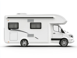 Modern Motorhome:  A sleek, white motorhome stands ready for adventure, its streamlined design promising a comfortable and exciting journey.