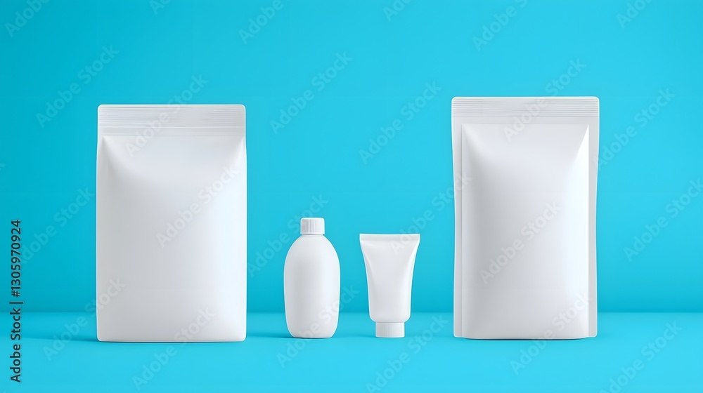 Poster photo of a frosted refill bag with a sleek modern shape and no visible markings the minimalist clean
