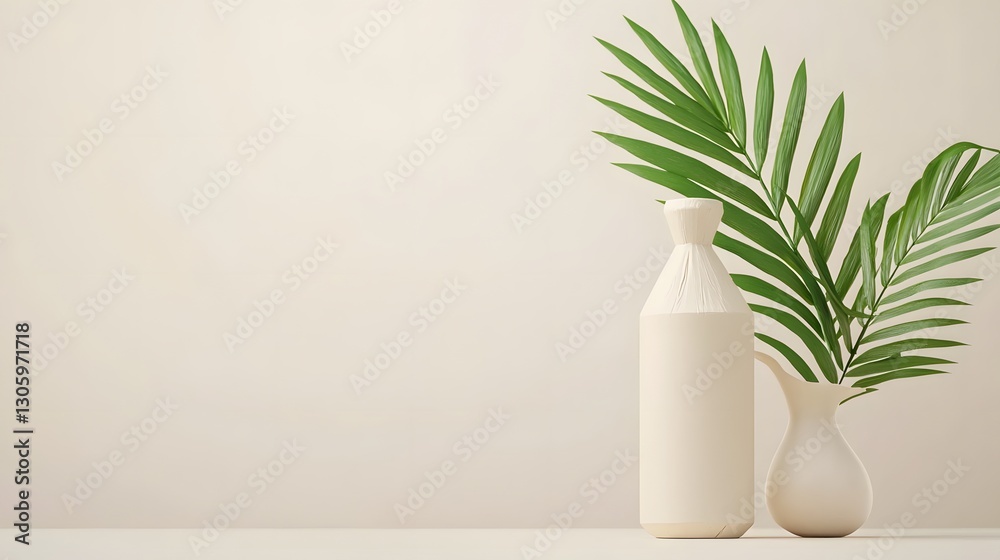 Poster photo of a recycled paper carton bottle with a minimalist and clean design emphasizing the concept o