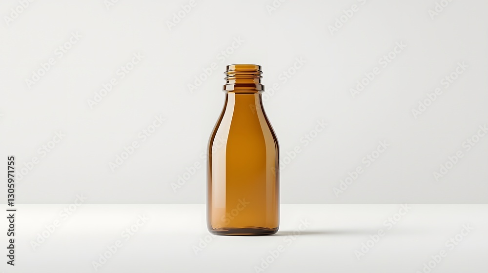 Poster photo of a round amber glass bottle with a classic apothecary style design and no labels the bottle 