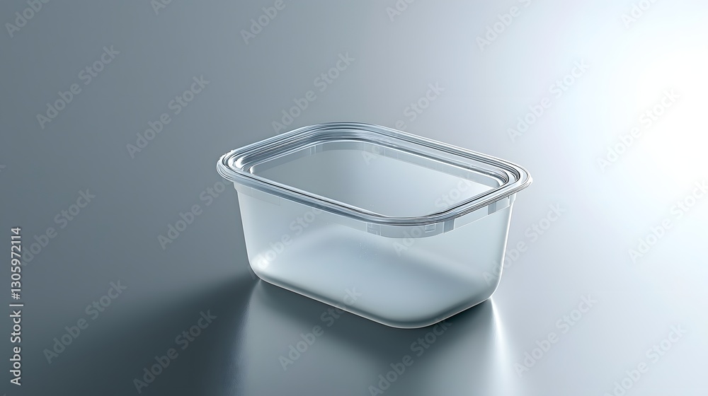 Aufkleber photo of a transparent plant based PLA plastic container with a smooth frosted texture and soft lighting reflection  Clean minimalist design for packaging storage or product display