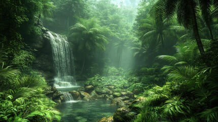 Lush Jungle Waterfall Pool Mist