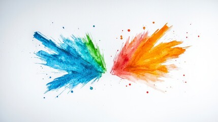 Abstract Watercolor Burst  Blue  Green  Red  Orange  Colorful Paint Splash Background