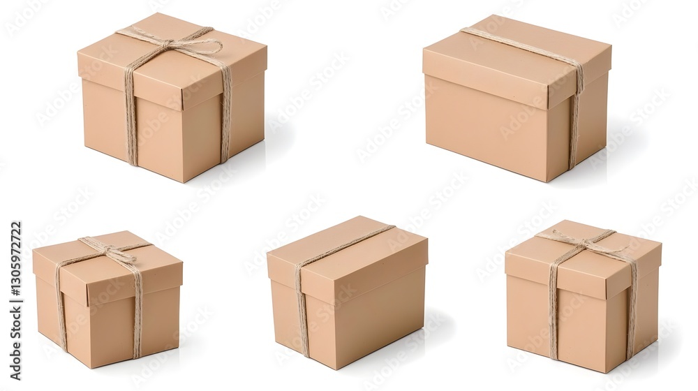 Poster photograph of a kraft paper gift box with a natural brown tone and a minimal eco friendly design the