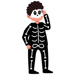 Halloween Kids Character with Cartoon Design. Vector Illustration.