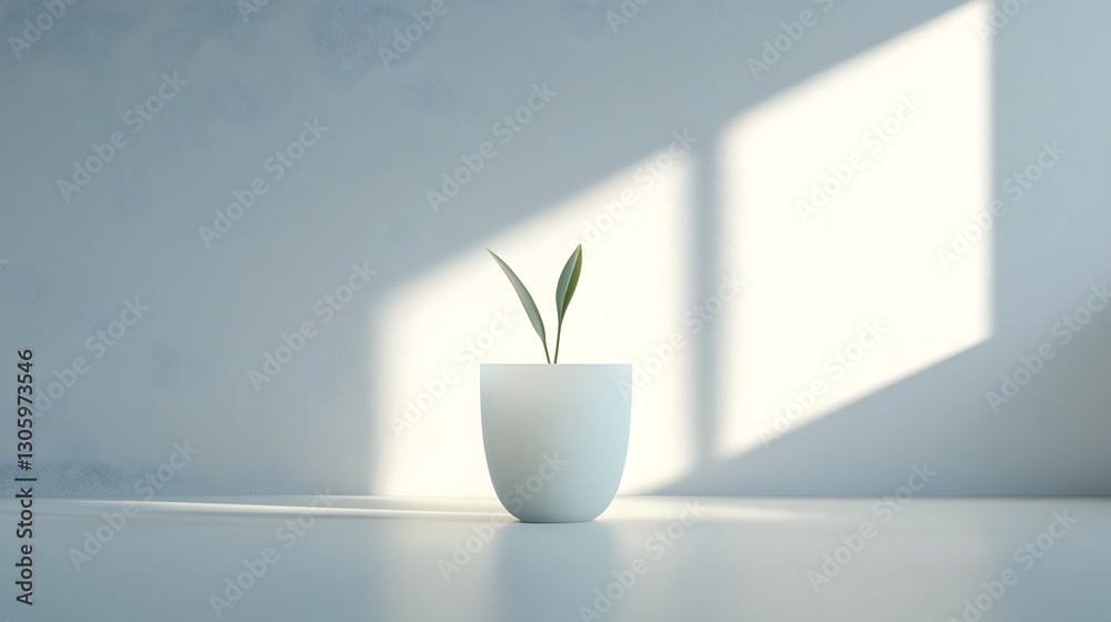 Poster photograph showcasing a plant based PLA plastic container with a smooth frosted texture that reflects the soft lighting creating a minimalist and sustainable product composition