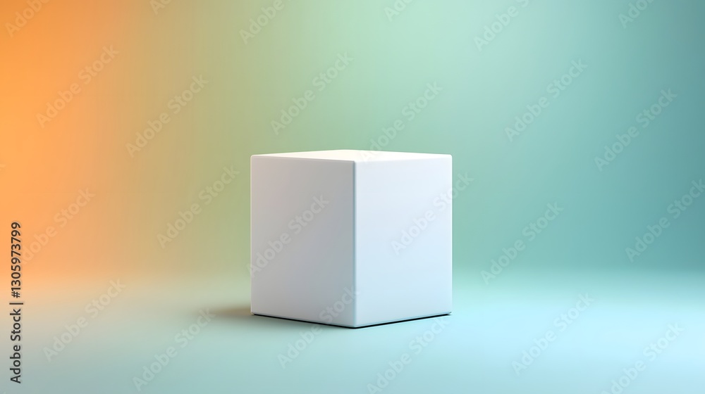 Leinwandbilder photographic rendering of a glossy white cube box with rounded corners isolated on a gradient background  The simple geometric form creates a minimalist and modern aesthetic
