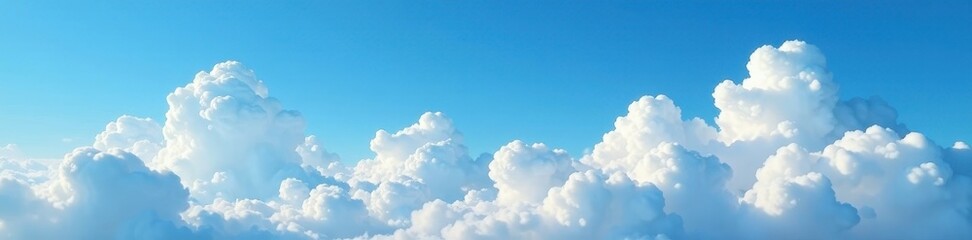 Fototapeta premium Azure expanse, billowing cumulus clouds dominate , texture, clean, clouds