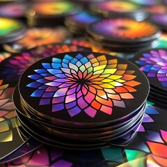 Colorful circle stickers stack