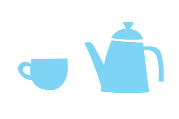 カップとポットのイラストセット