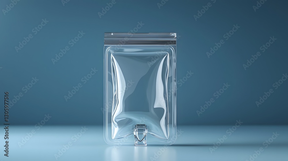 Poster Transparent Multi Layer Pouch with Ergonomic Grip and Modern Spout Design   Isolated Product Shot on Plain Background for Branding Packaging and Advertising Purposes