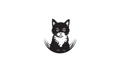 Cute black cat logo design