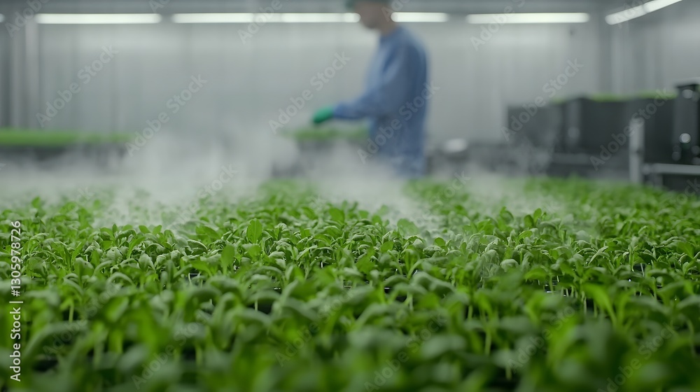 Leinwandbilder view of an advanced climate control system within a commercial hydroponic greenhouse creating optima