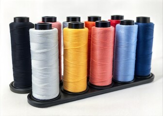 Colorful spools of thread in a sewing organizer