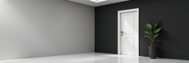 Modern minimalistic door icon in black and white, black, icon