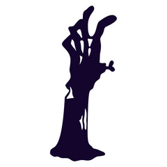 Halloween Zombie Hand Silhouette. Isolated on White Background.