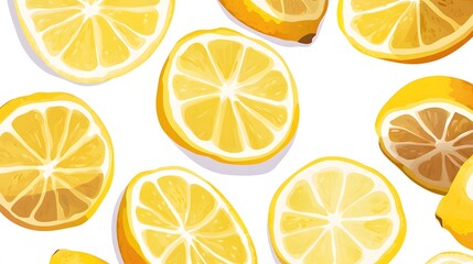 Fototapeta premium Vibrant Lemon Slices Pattern Background Illustration