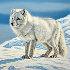 Obraz premium Arctic Fox Drawing Colored