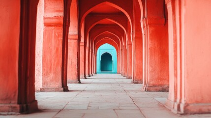 Obraz premium Hallway with arches in a building. Architecture and design concept.