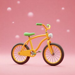Fototapeta premium yellow bicycle with pink background