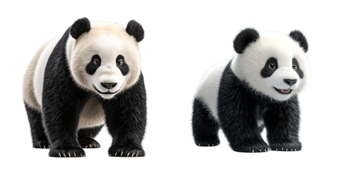panda isolated on transparent background.