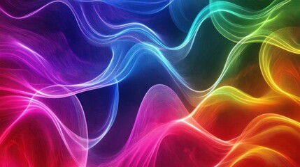Obraz premium Colorful abstract waves flowing on dark background, ideal for digital art