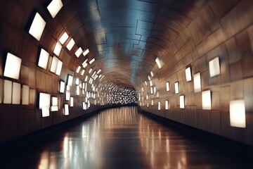 An animated journey through a sci-fi-inspired tunnel filled with flowing data blocks and illuminated walls, symbolizing futuristic technology and digital networks.