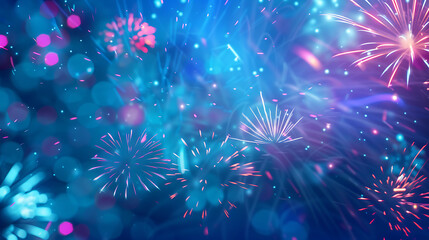 Fototapeta premium Celebration fireworks display night skyline visual spectacle colorful environment aesthetic perspective joyful theme