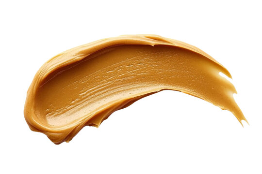 Creamy peanut butter spread on surface, showcasing its smooth texture and rich color. Perfect for culinary uses and food photography. , png isolated transparent
