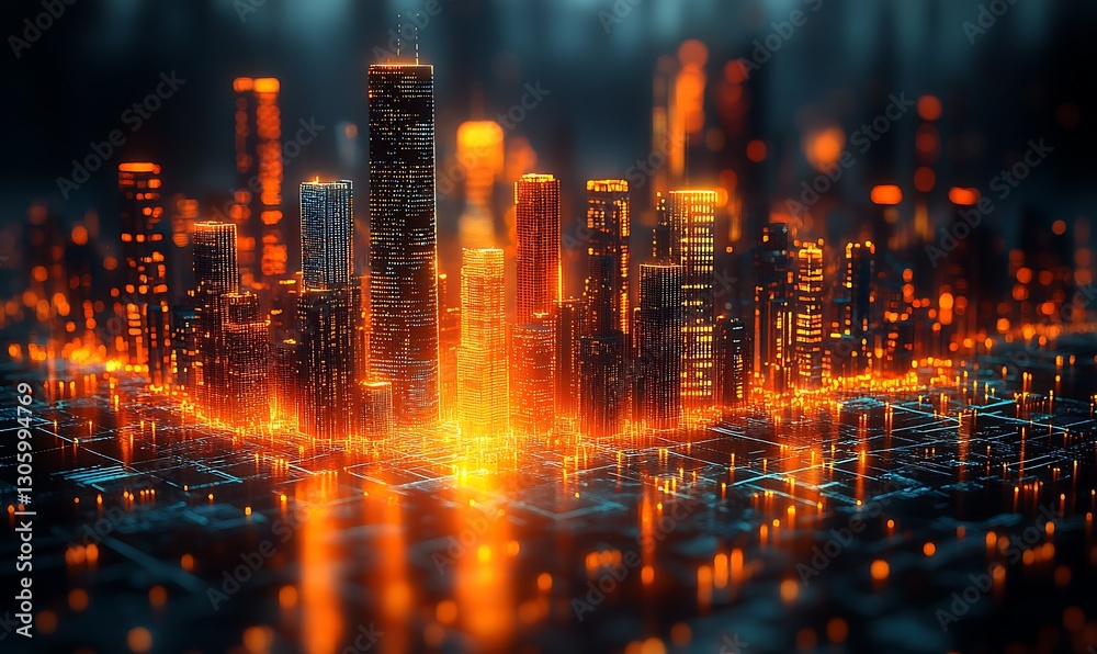Poster real estate investment visualization featuring a futuristic design in a high-quality image.