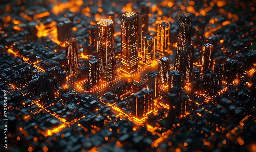 Poster Futuristic visualization of real estate investment concepts in a digital format.