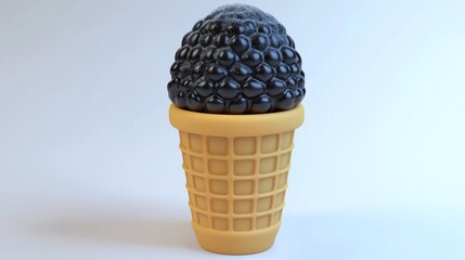 Studio shot of blackberry ice cream cone