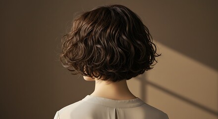 Woman's Short Curly Hair - Anonymous beauty, self-expression - Hairstyle/Hair salon advertisements.