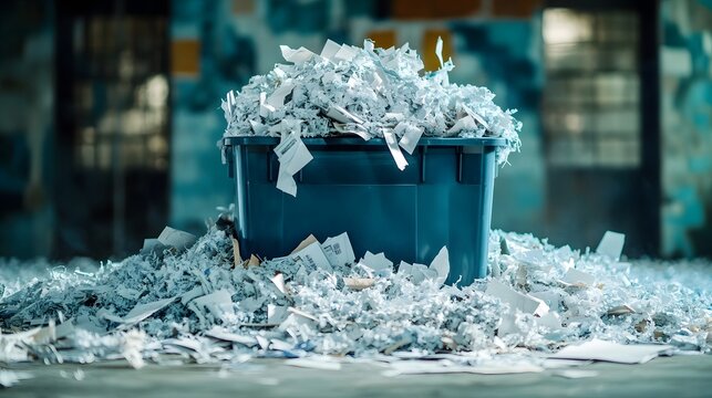 Confidential document shredder destroying papers for secure data disposal