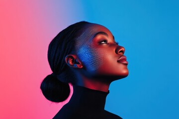 hyper-realistic portrait of cybernetically enhanced individual ai-driven data streams visible within their synthetic