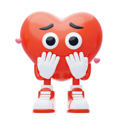 Embarrassed Heart Character 3D Character Illustration.