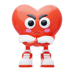 Pouting Heart Character 3D Character Illustration.