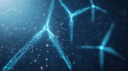 Visual representation of renewable energy concepts with dynamic neon effects.