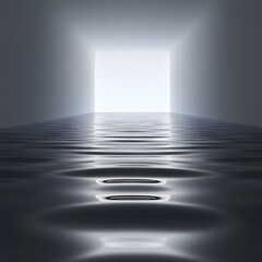 Obraz premium Serene Reflection Tranquil Water Surface under Ethereal Glow