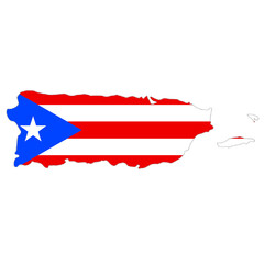 Puerto Rico flag on the map